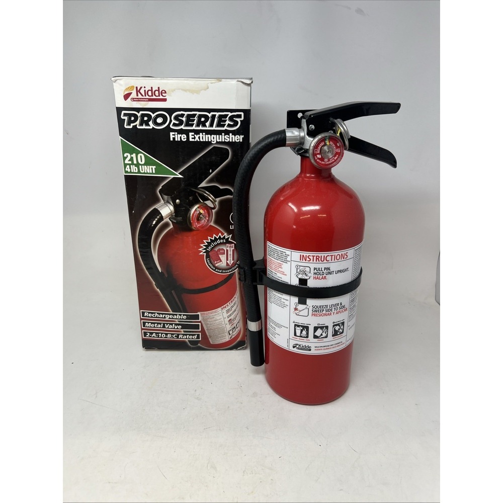 Kidde Pro 210 2A:10-B:C Fire Extinguisher, Rechargeable, Multi-Purpose, 4 lbs